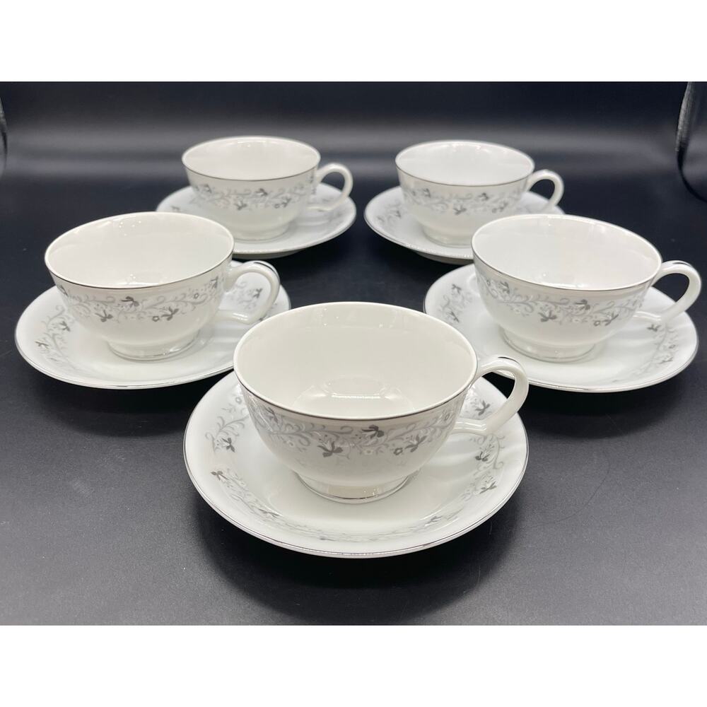 Vintage Moon Mist Fine China Set of 5 Cups & Saucers # 3000 Made in Japan